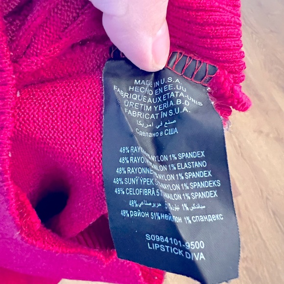 bebe Pink “Lipstick Diva” Butterfly Flutter Sleeve Sweater Tunic Top - Size S - Picture 4 of 4